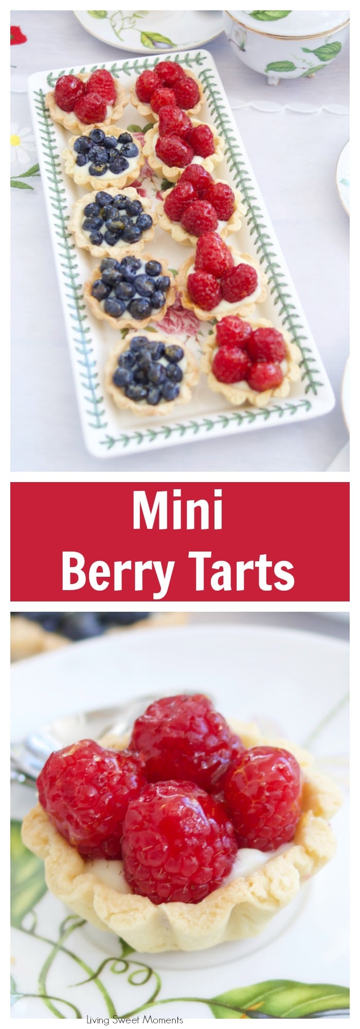 Perfect for any occasion, these elegant Mini Berry Tarts are made with a buttery crust, vanilla pastry cream and fresh berries on top. More delicious French desserts at livingsweetmoments.com