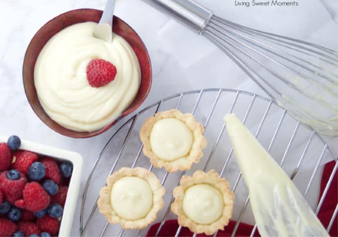 This delicious Vanilla Pastry Cream or Creme Patisserie recipe is creamy, easy to prepare, and is the perfect filling for donuts, cakes, pastries, and more.