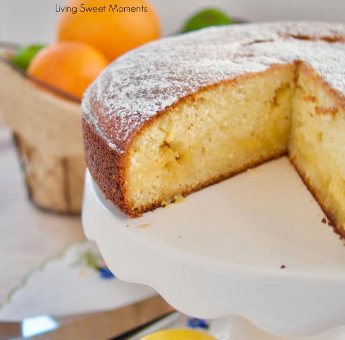 My favorite breakfast recipe! This moist and delicate Citrus Curd Cake has a creamy curd center in between delicate crumbs. Perfect with coffee or tea.