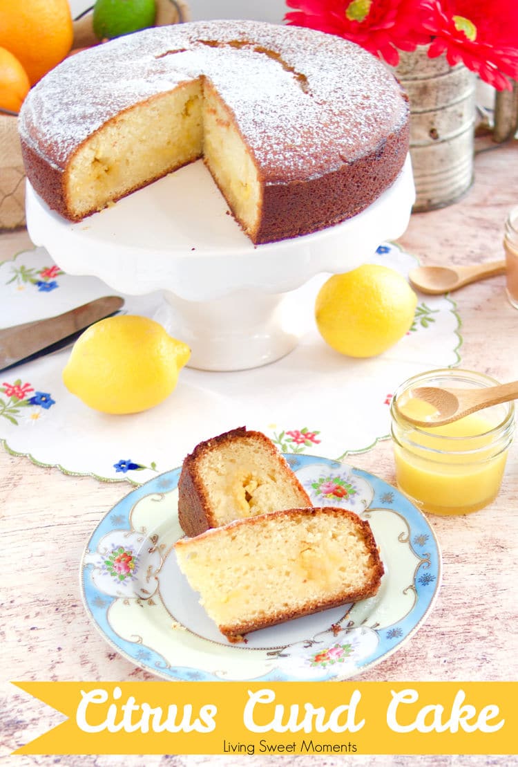 My favorite breakfast recipe! This moist and delicate Citrus Curd Cake has a creamy curd center in between delicate crumbs. Perfect with coffee or tea. 