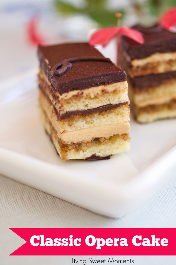 My favorite French dessert. This scrumptious classic Opera Cake recipe is composed of 7 layers of cake, chocolate, and coffee flavored french buttercream.
