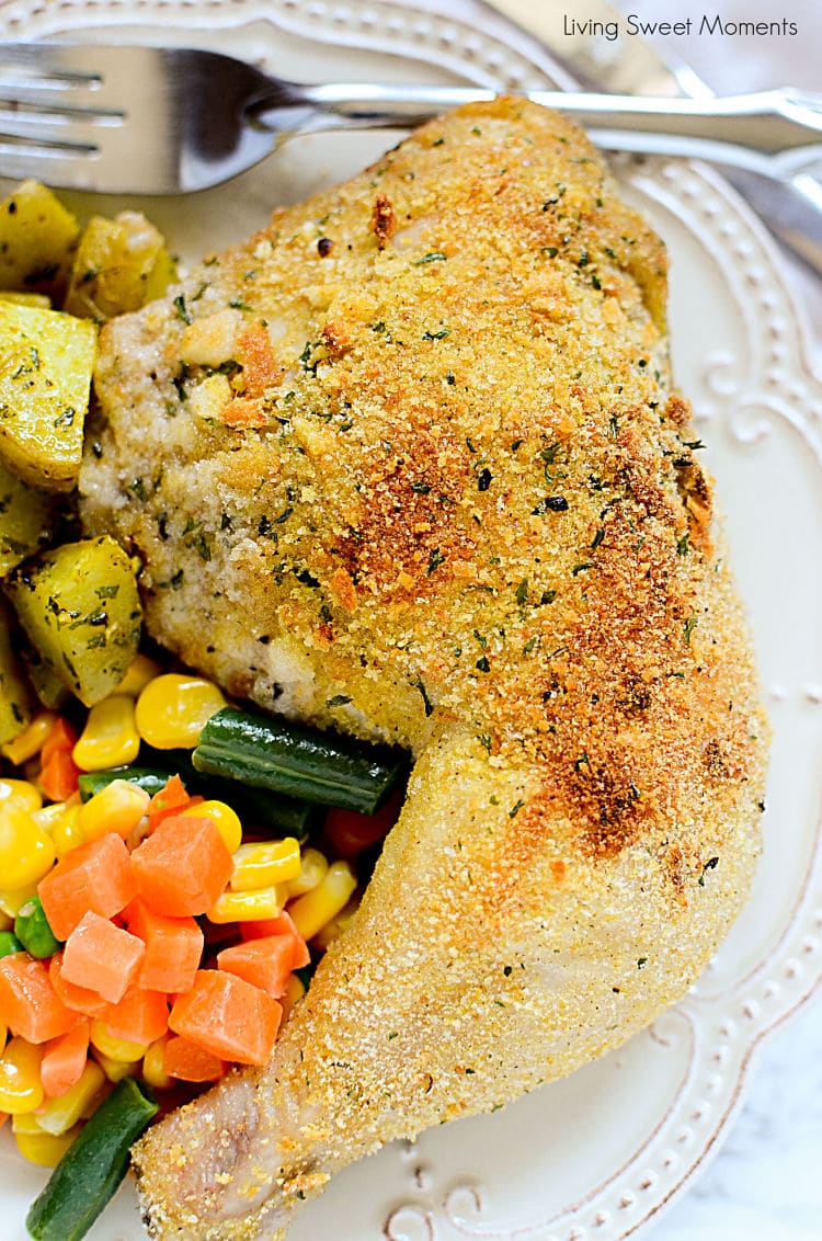 An amazing family friendly quick dinner idea! This delicious Sheet Pan Breaded Chicken and veggies requires little prep and is perfect for those busy nights