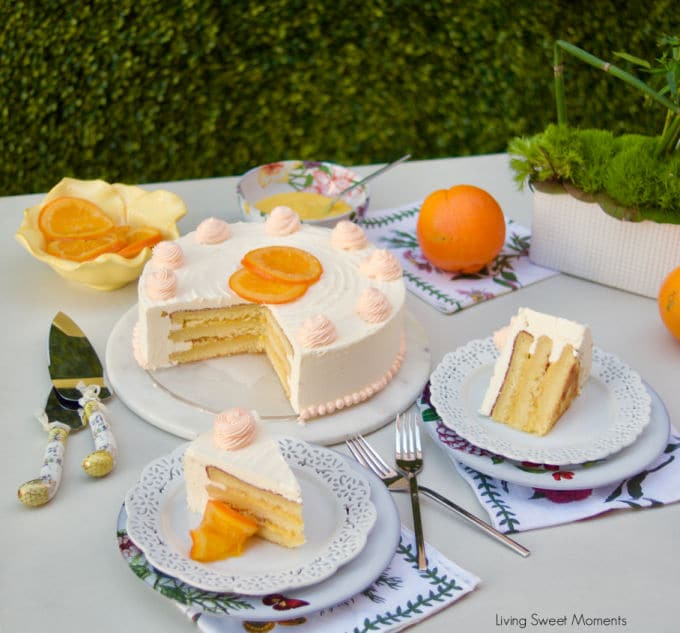 This amazing Succulent Orange Curd Cake consists of 3 layers of moist orange cake filled with orange curd and topped with Swiss vanilla buttercream.