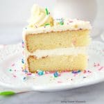 This delicious and super moist vanilla cake recipe is one you'll make over and over! It has a soft and delicious crumb with a hint of sweetness and vanilla.