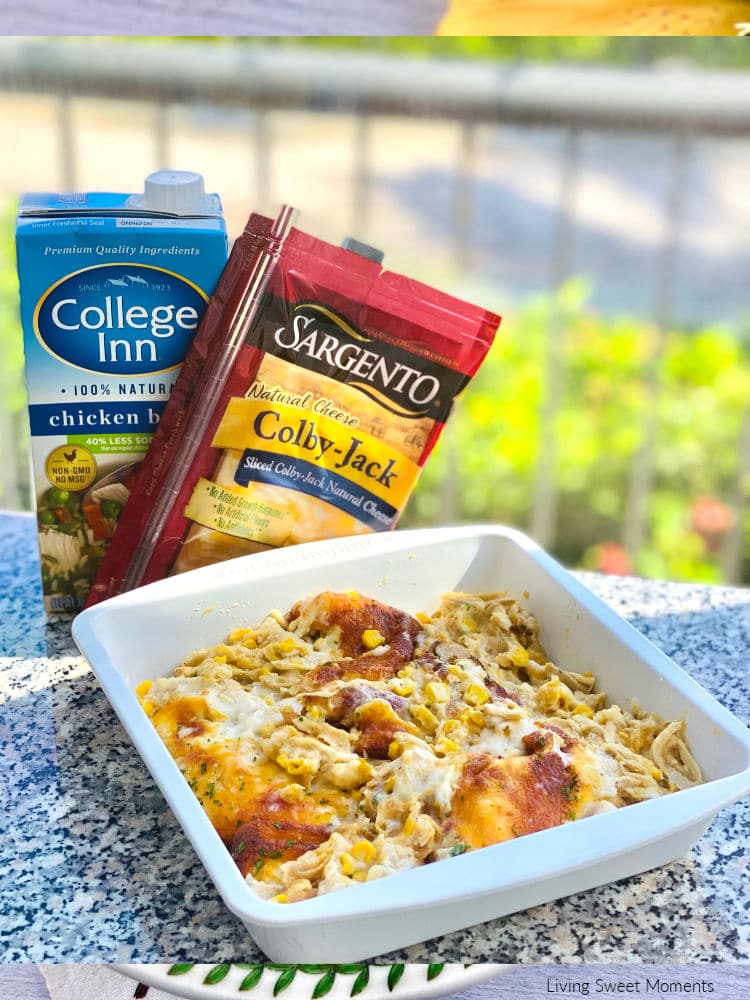 Chicken and Corn Crepe Casserole. Enjoy delicate crepes filled with chicken, cheese, & corn then baked in a creamy Bechamel sauce. The perfect comfort food