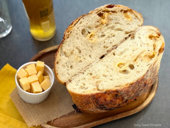 Bake this Beer Gouda Onion Sourdough Bread, a flavorful, advanced loaf with caramelized onions, gooey cheese, and beer for the perfect bite