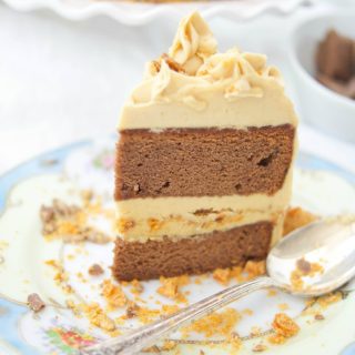 This delicious Butterfinger Cake Recipe dessert is made from scratch and features a moist chocolate cake with peanut butter frosting and butterfingers.