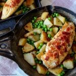 This delicious Chicken Bacon One Pot meal is perfect for an easy quick weeknight dinner idea. The chicken is cooked with potatoes and peas. Yum!