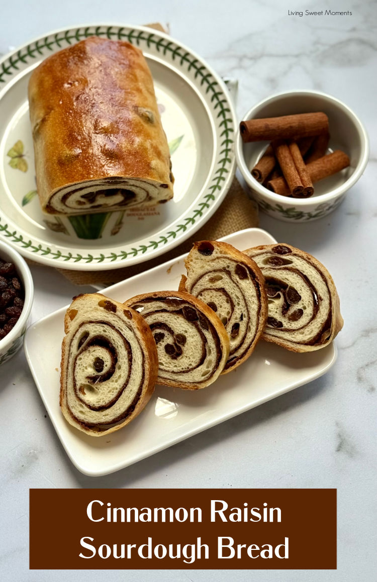 Cinnamon Raisin Sourdough Bread with a gooey cinnamon-sugar swirl and juicy raisins. Easy overnight method, timeline, tools, variations + fixes