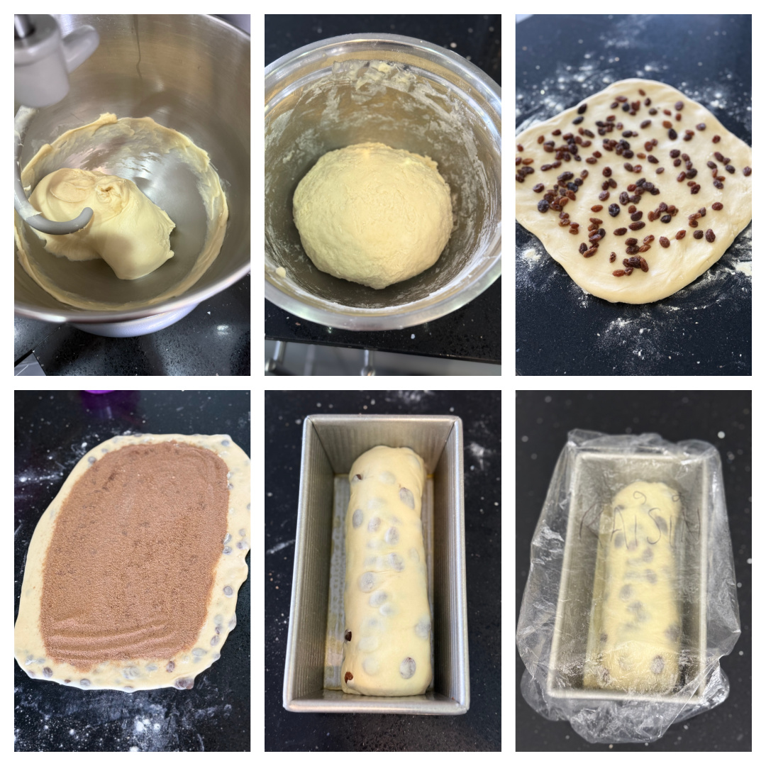 Process photo: shaping the cinnamon swirl