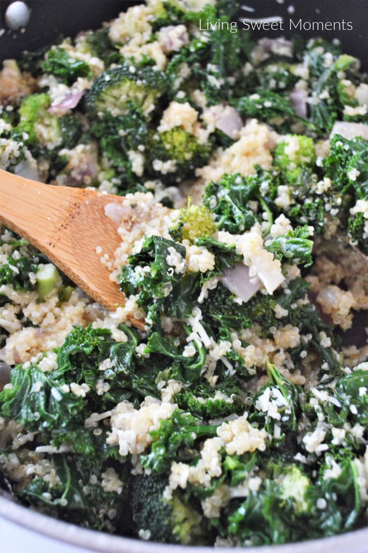 Warm and filling, this easy to make Lemon Parmesan Quinoa Salad is perfect as a side or add a protein for a quick and easy dinner idea.