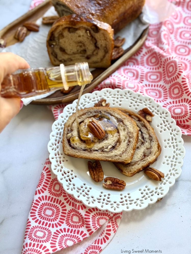 Transport yourself to fall with this Maple Pecan Sourdough Loaf, buttery maple swirl, crunchy pecans, and soft sourdough crumb in every slice