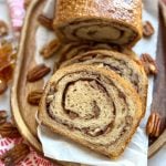 Transport yourself to fall with this Maple Pecan Sourdough Loaf, buttery maple swirl, crunchy pecans, and soft sourdough crumb in every slice