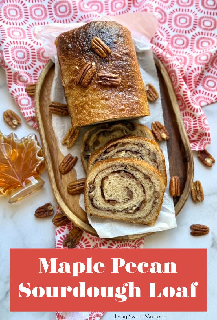 Transport yourself to fall with this Maple Pecan Sourdough Loaf, buttery maple swirl, crunchy pecans, and soft sourdough crumb in every slice
