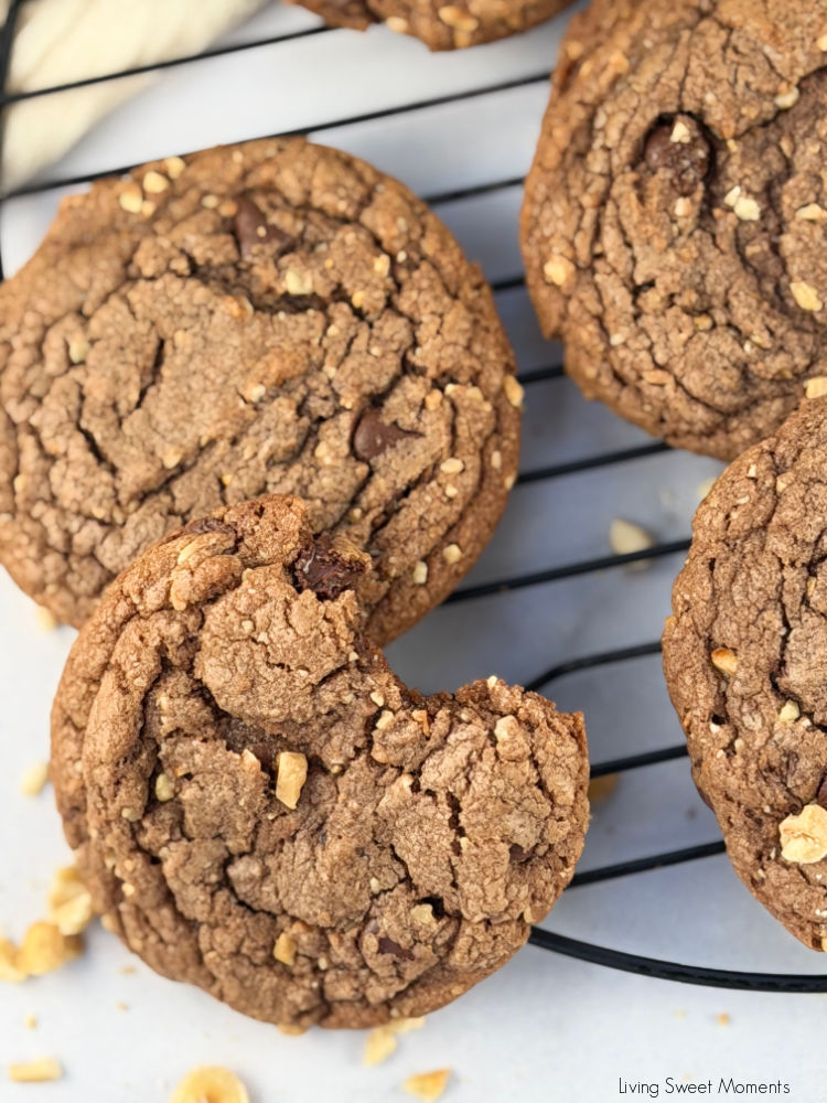 Stack of homemade Nutella Chocolate Chip Cookies