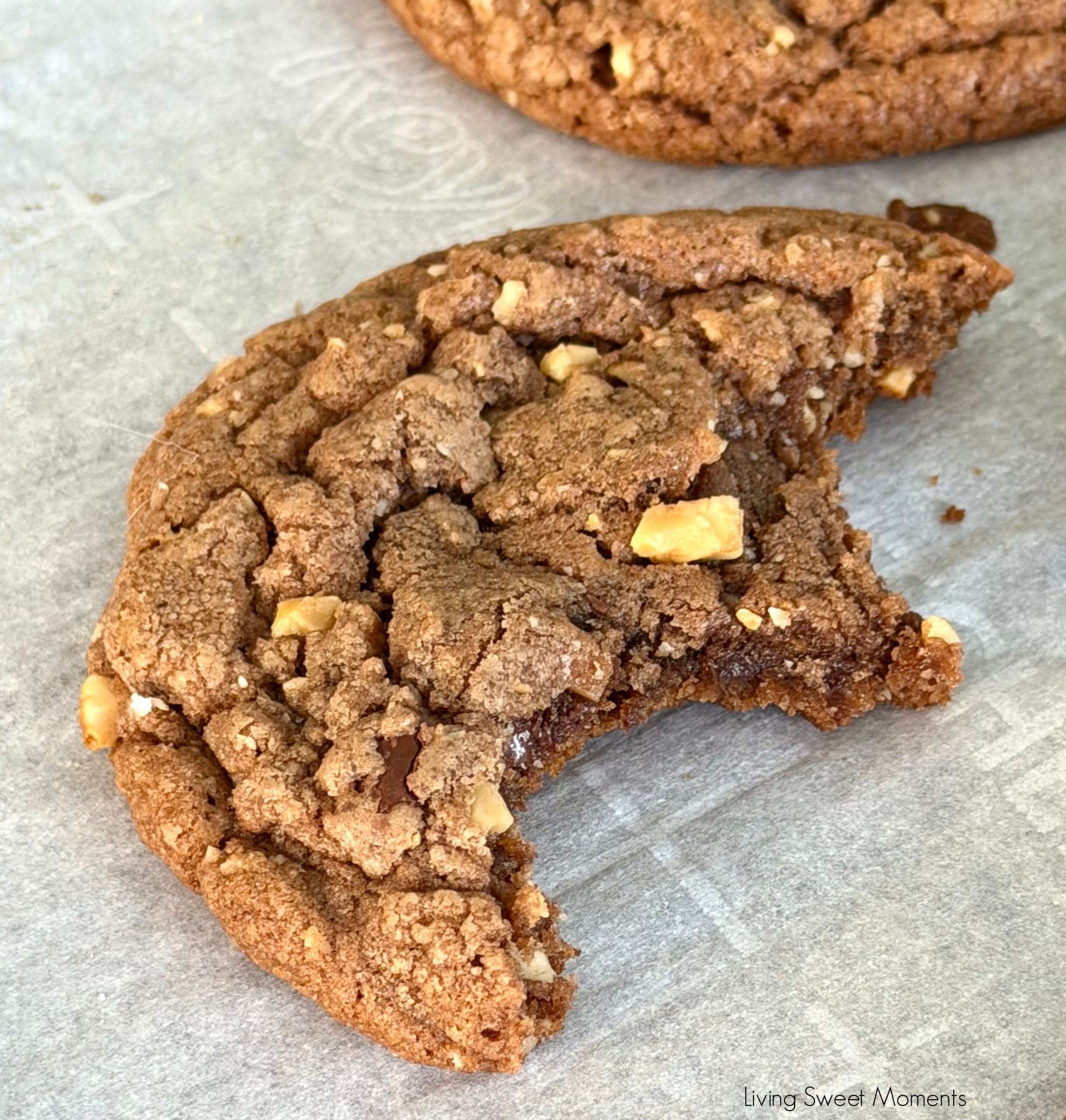 Soft Nutella Chocolate Chip Cookie broken in half