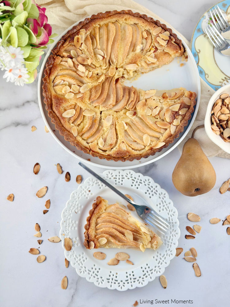 This Pear Frangipane Tart has a buttery shortcrust, creamy almond filling, and tender pears. An elegant French dessert that's easy to make