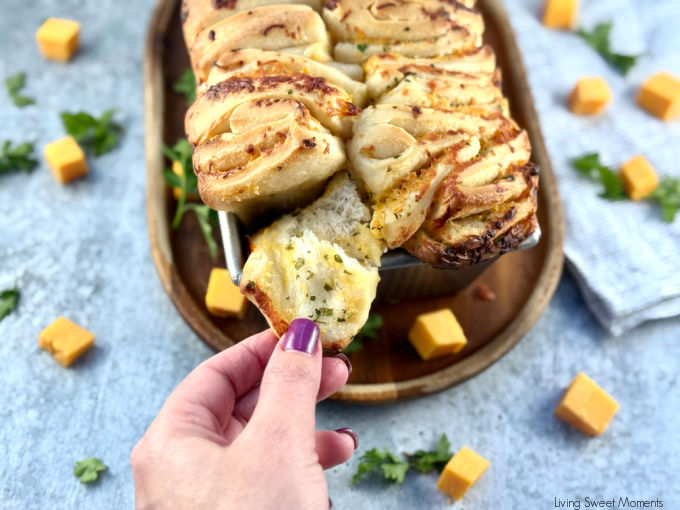 Soft, garlicky, cheesy sourdough pull-apart bread with golden layers, easy, cozy, and perfect for sharing or pairing with soups.