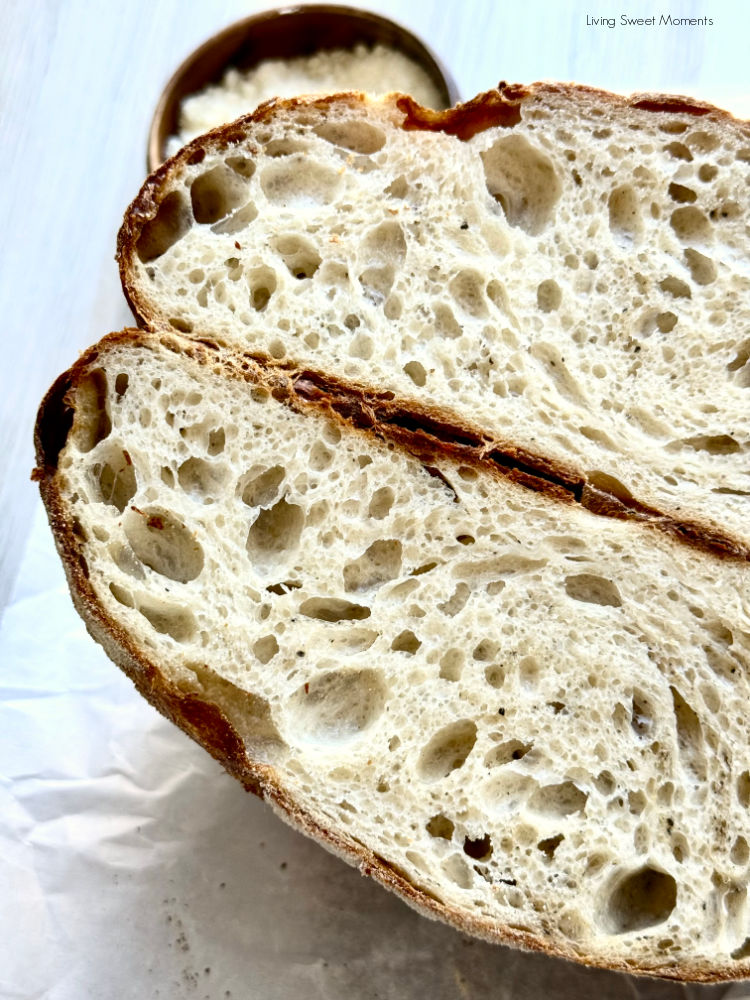 This Sourdough Parmesan and Black Pepper Bread is savory, cheesy, and aromatic — perfect for cacio e pepe lovers and sourdough fans alike!
