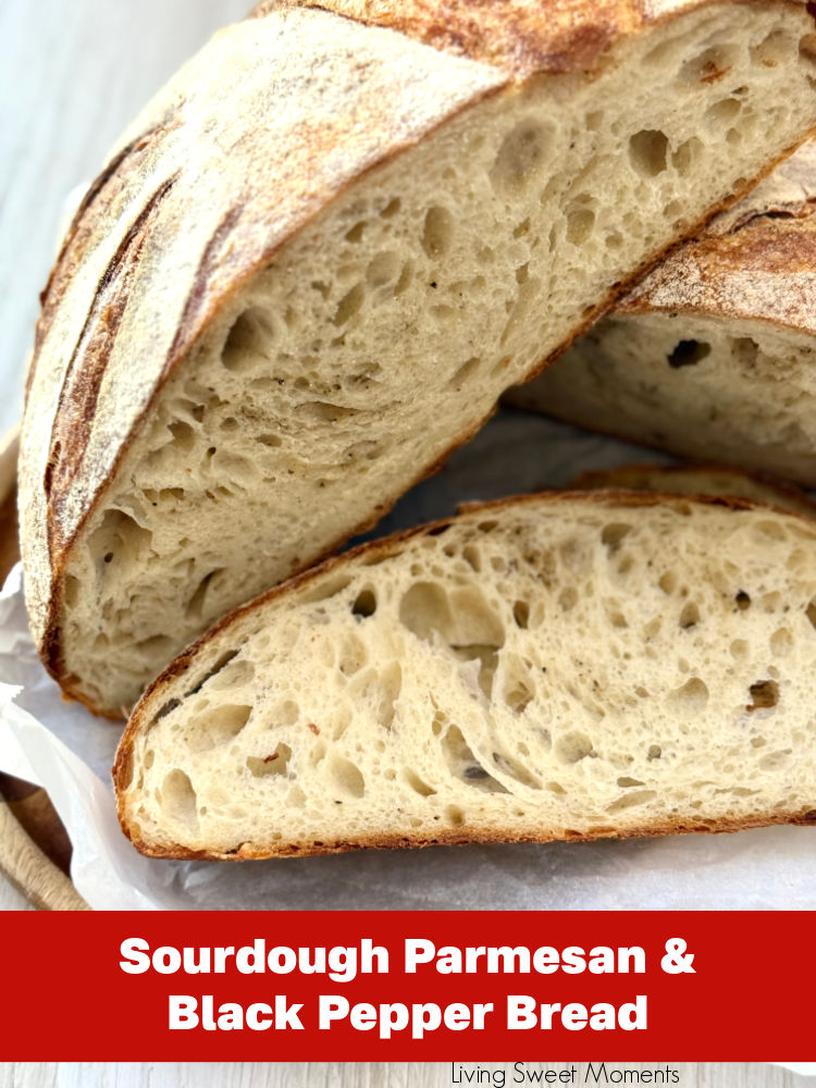 This Sourdough Parmesan and Black Pepper Bread is savory, cheesy, and aromatic — perfect for cacio e pepe lovers and sourdough fans alike!