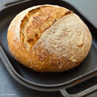 Beginner sourdough bread recipe with video guide, easy timeline, salt tips, scoring & Dutch oven. Same-day mild or overnight deeper flavor.