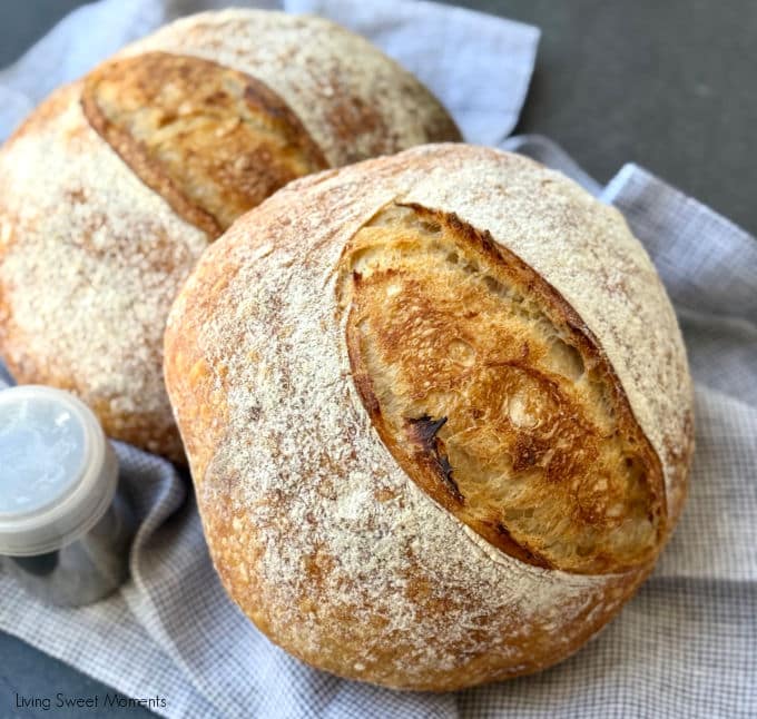 Beginner sourdough bread recipe with video guide, easy timeline, salt tips, scoring & Dutch oven. Same-day mild or overnight deeper flavor.