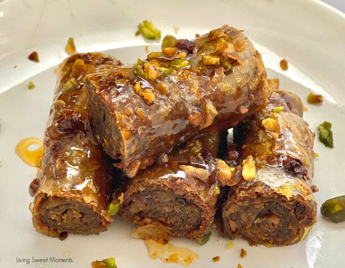 I swear this is the Easiest Rolled Pistachio Baklava recipe you will make! No more fiddling with delicate phyllo dough. The shortcut is using Blue Dragon® Spring Roll wrappers from Whole Foods. You'll get the same result with none of the work! 