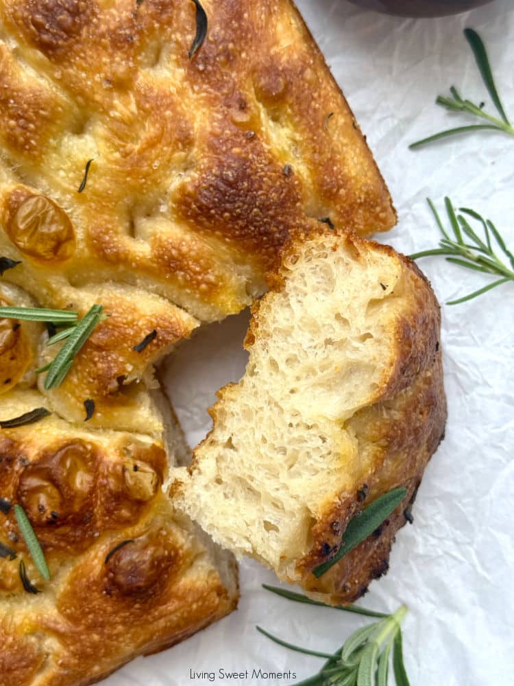 Bake this fluffy, golden sourdough focaccia recipe with olive oil and herbs. Crispy on the outside, airy inside, and full of sourdough flavor