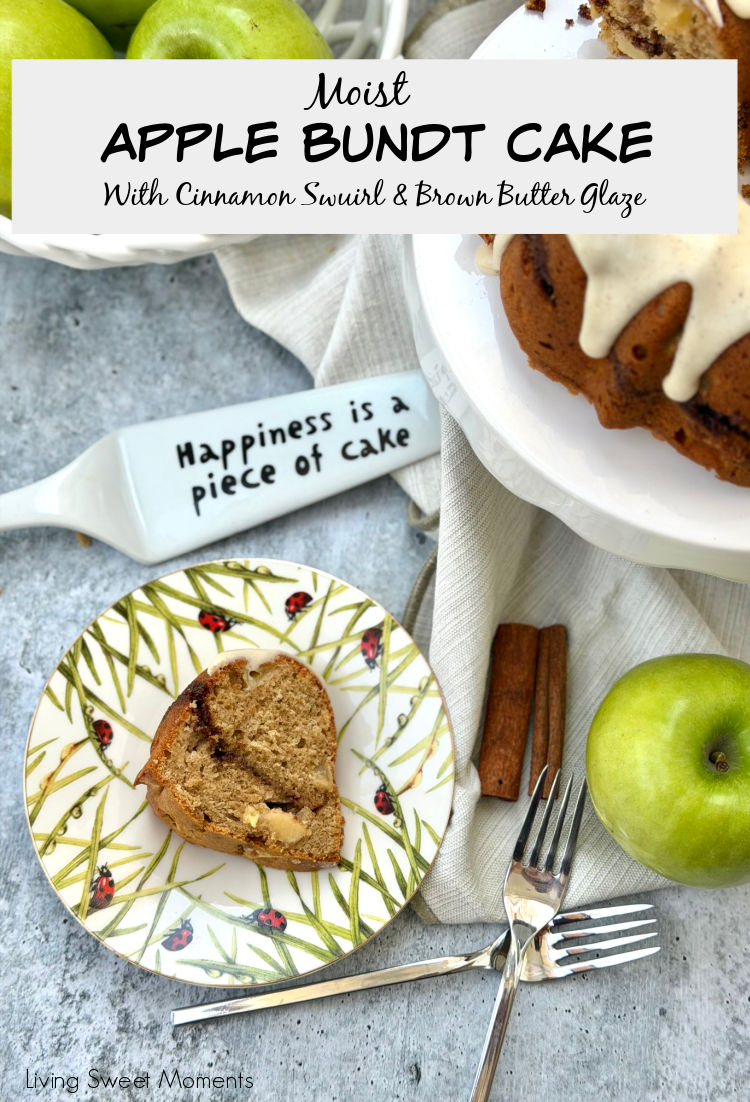 This moist Apple Bundt Cake is loaded with fresh apples, a gooey cinnamon swirl, and topped with an irresistible brown butter glaze.