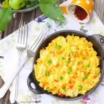 Arroz Con Pollo: Delicious latin dish made with chicken breast, veggies and saffron. Comes together in minutes and is perfect for a one pot weeknight dinner.