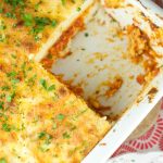 Baked polenta with Mascarpone and tomato sauce Recipe: delicious vegetarian dinner entree. Soft polenta made with mascarpone cheese and baked with tomato sauce