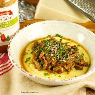 Crock Pot Braised Beef Ragu With Polenta: delicious and comforting dinner idea. Super easy to make and perfect for the whole family. Perfect for the winter.