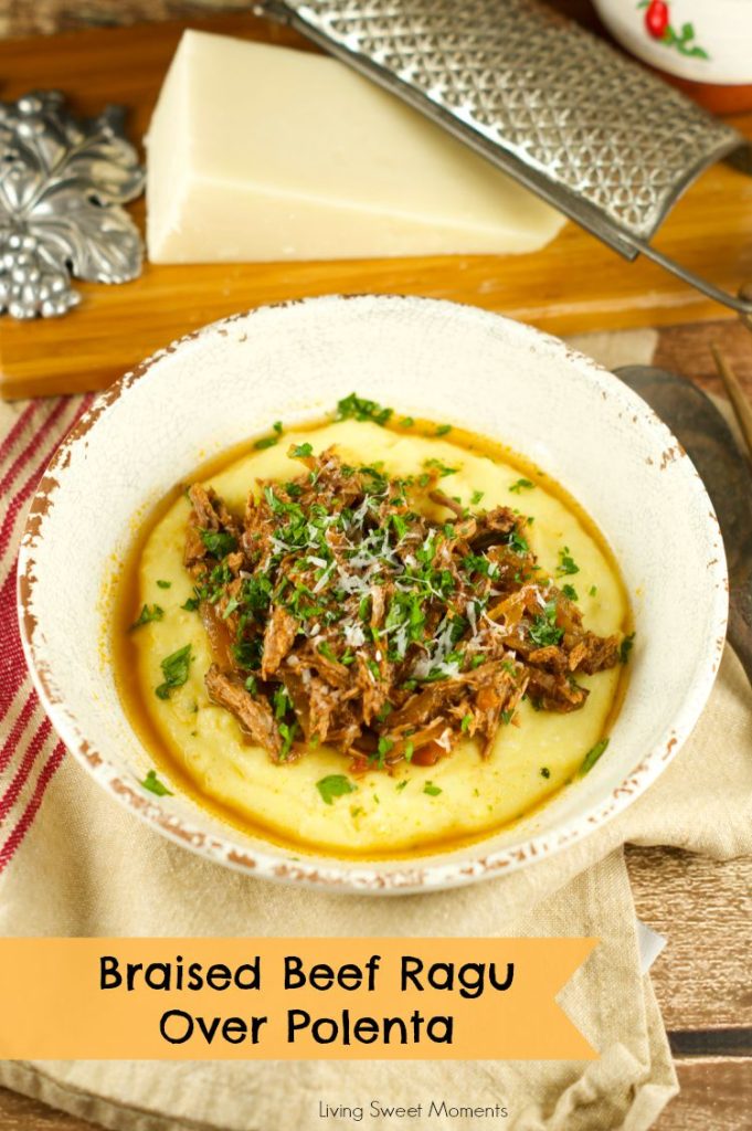 Crock Pot Braised Beef Ragu With Polenta - Living Sweet Moments