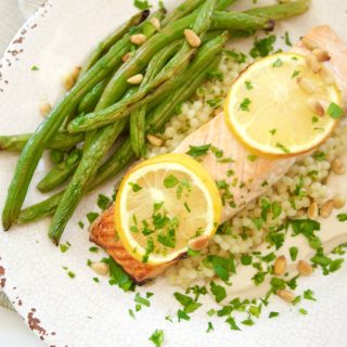 This delicious broiled salmon recipe is served with a homemade tahini sauce and green beans. The perfect quick weeknight meal that is both healthy & tasty
