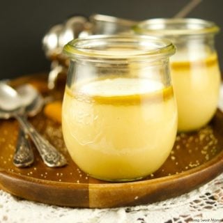 Caramel Pots De Creme With Honey Sauce - The best delicious & smooth caramel custard served with a honey sauce. The perfect dessert for any occasion. Yum!