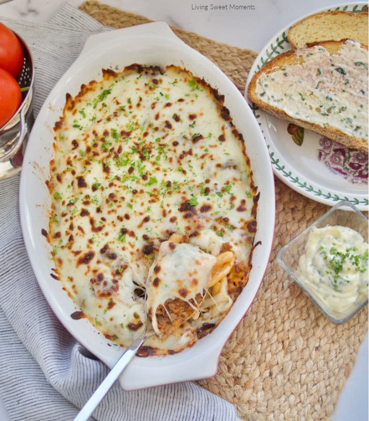 Get your forks ready! This Cheesy Beef and Pasta Casserole is loaded with flavor! The perfect comfort food that's ready in minutes