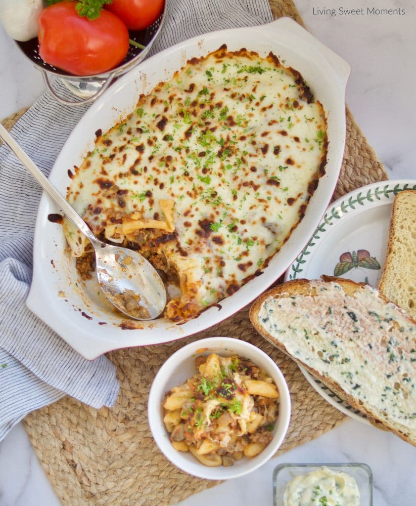 Get your forks ready! This Cheesy Beef and Pasta Casserole is loaded with flavor! The perfect comfort food that's ready in minutes