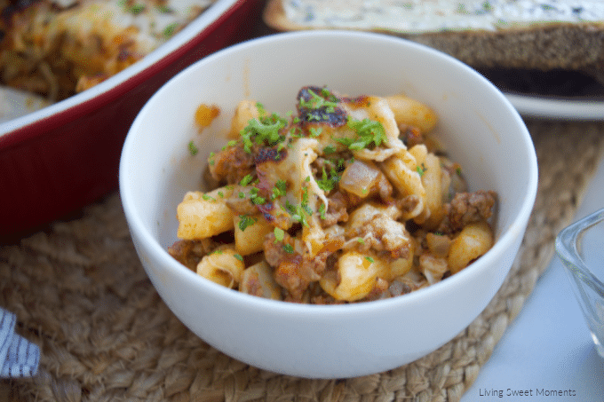 Get your forks ready! This Cheesy Beef and Pasta Casserole is loaded with flavor! The perfect comfort food that's ready in minutes