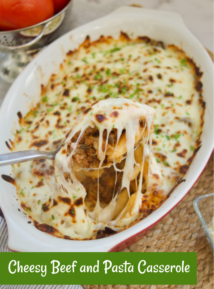 Get your forks ready! This Cheesy Beef and Pasta Casserole is loaded with flavor! The perfect comfort food that's ready in minutes