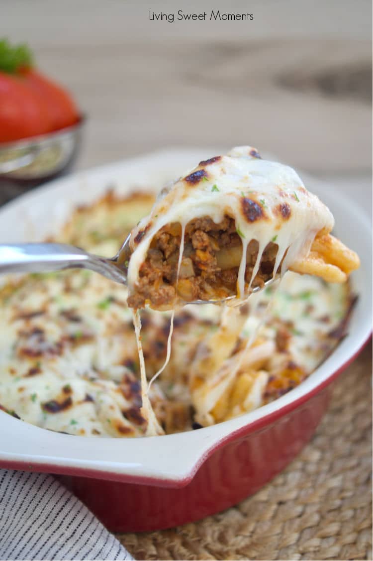 Get your forks ready! This Cheesy Beef and Pasta Casserole is loaded with flavor! The perfect comfort food that's ready in minutes