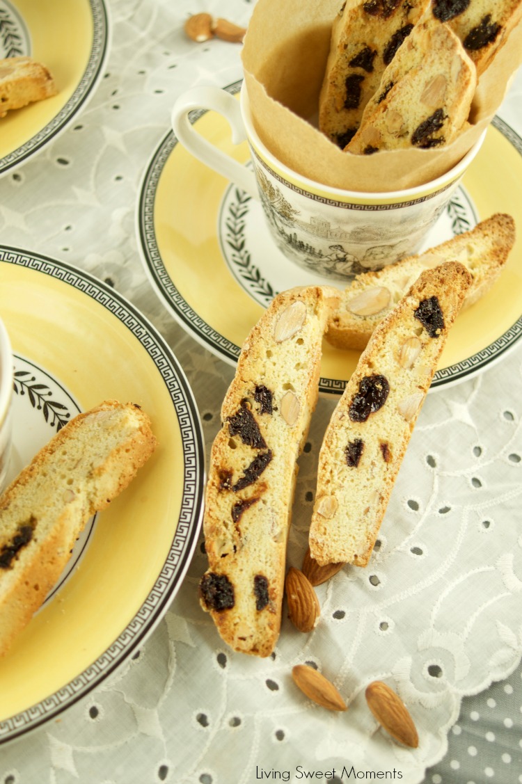 These delectable Italian Cherry Almond Biscotti (Cantucci) are the perfect cookies to dip in wine, coffee and hot cocoa for breakfast, snack or dessert. Yummy!
