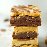 This Chocolate Caramel Fudge is easy to make and contains a layer of silky chocolate and a layer of creamy caramel. The ultimate no bake Holiday dessert. Gluten Free!