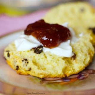 Classic English Scones – this British dessert is made with currants in a delicate pastry that’s perfect for tea time. Top them with clotted cream and jam