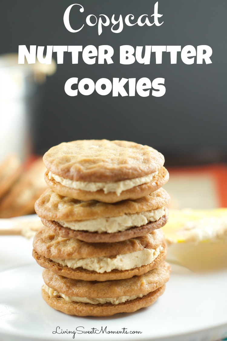 Copycat Nutter Butter Cookies - these homemade peanut butter cookies filled with delicious creamy peanut frosting are more delicious than the original kind.