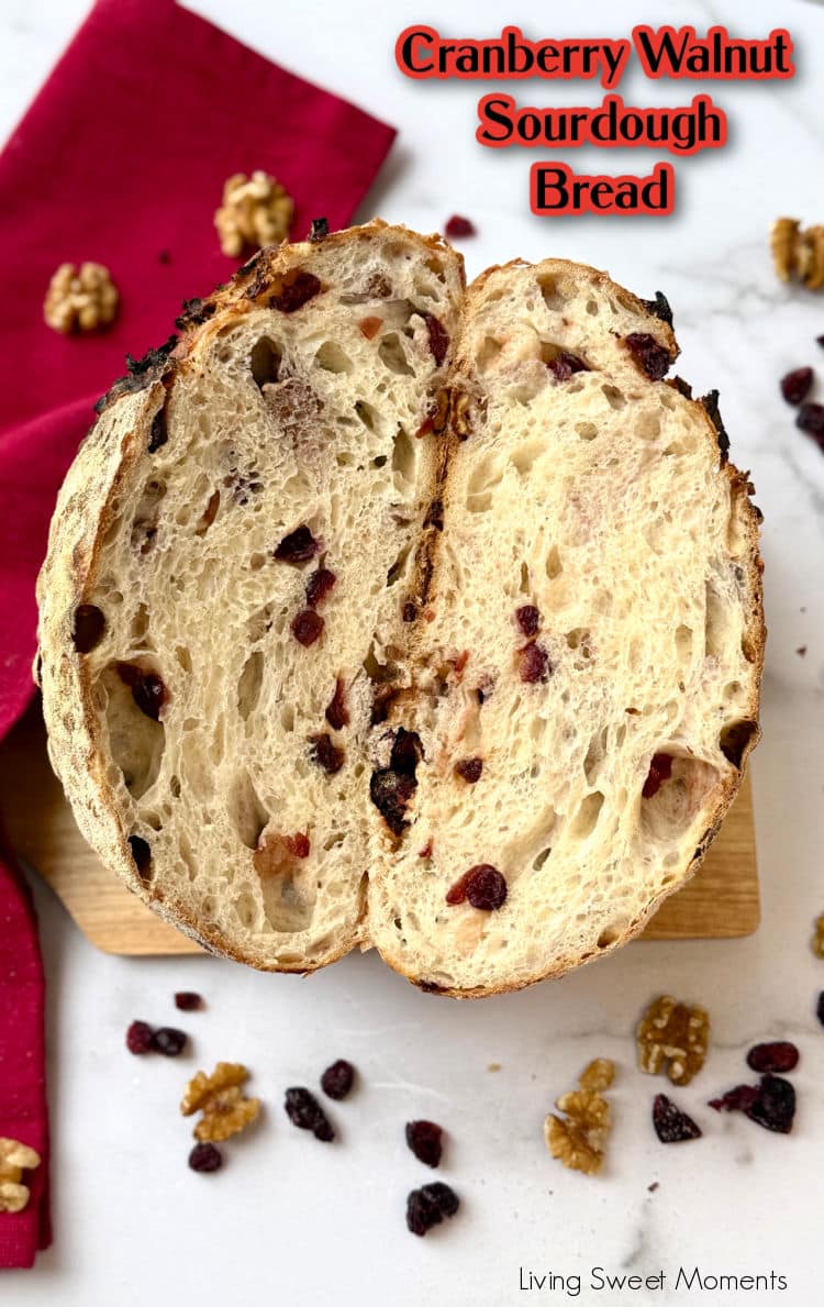 Cranberry Walnut Sourdough Bread—70% hydration, soft crumb, tart cranberries & toasted walnuts. The perfect next step after your beginner loaf