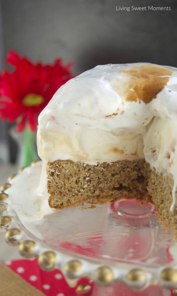 Check out the Easiest Baked Alaska: A delicious layer of walnut cake, banana ice cream, strawberry ice cream, and Italian meringue! 