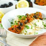 Fish With Eggplant Caponata Sauce: delicate white fish is paired with a robust roasted eggplant caponata sauce. Perfect for a weeknight dinner and parties.