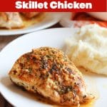 Get dinner on the table in 30 minutes or less with this delicious Garlic Butter Skillet Chicken. Easy to make and family friendly.