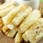 Grilled Yuca with Garlic Mojo Sauce: delicious yucas are smothered with garlic mojo sauce and then grilled until crispy. Great summer side dish to any meal