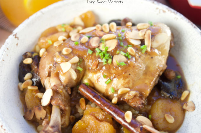 This delicious & quick Instant Pot Moroccan Chicken is made with dried fruit and nuts and served with a refreshing glass of Passion Fruit Black Iced Tea.